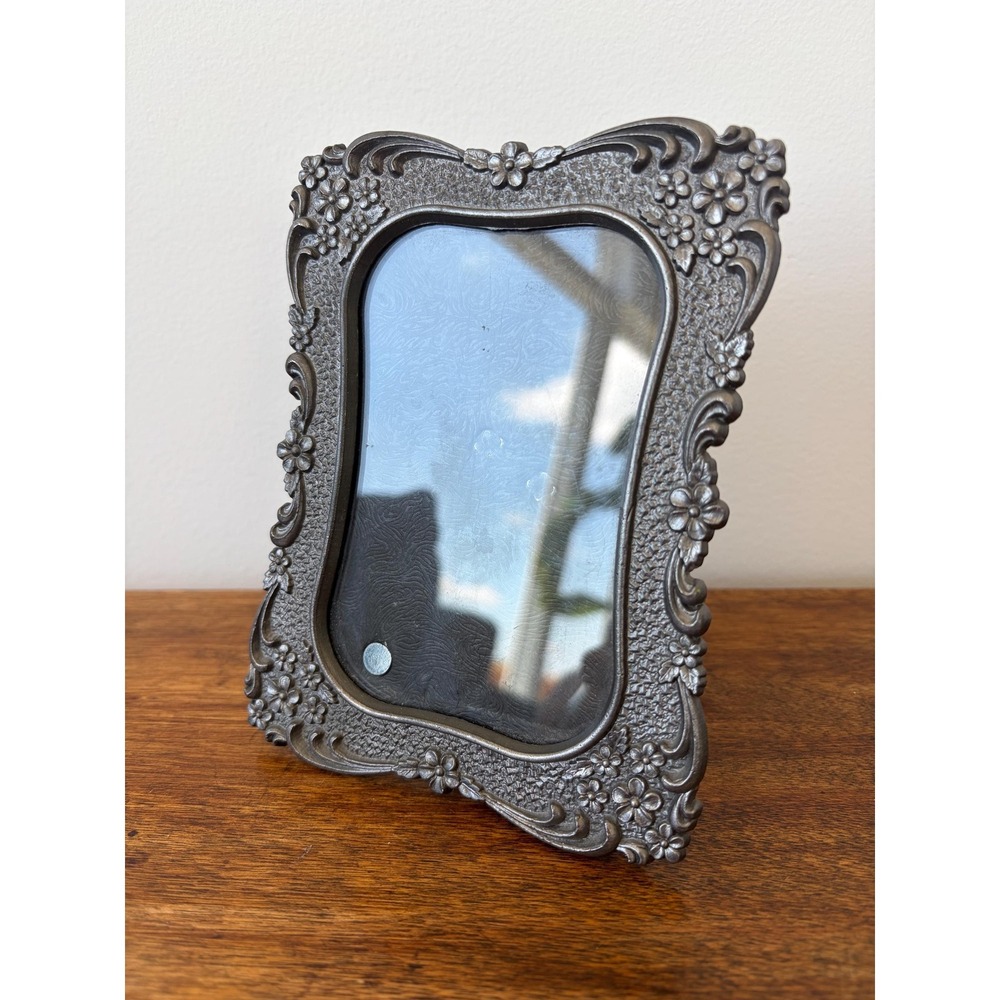 Vintage Ornate Pewter Floral Picture Frame